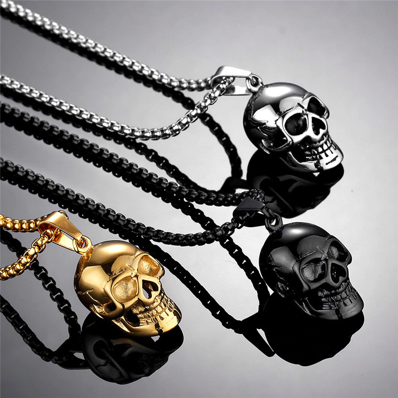 Gothic Biker Skull Pendant