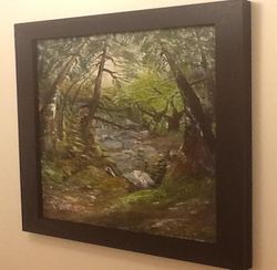 Surreal-French-Mountain-Stream-Oil-On-Canvas-Framed