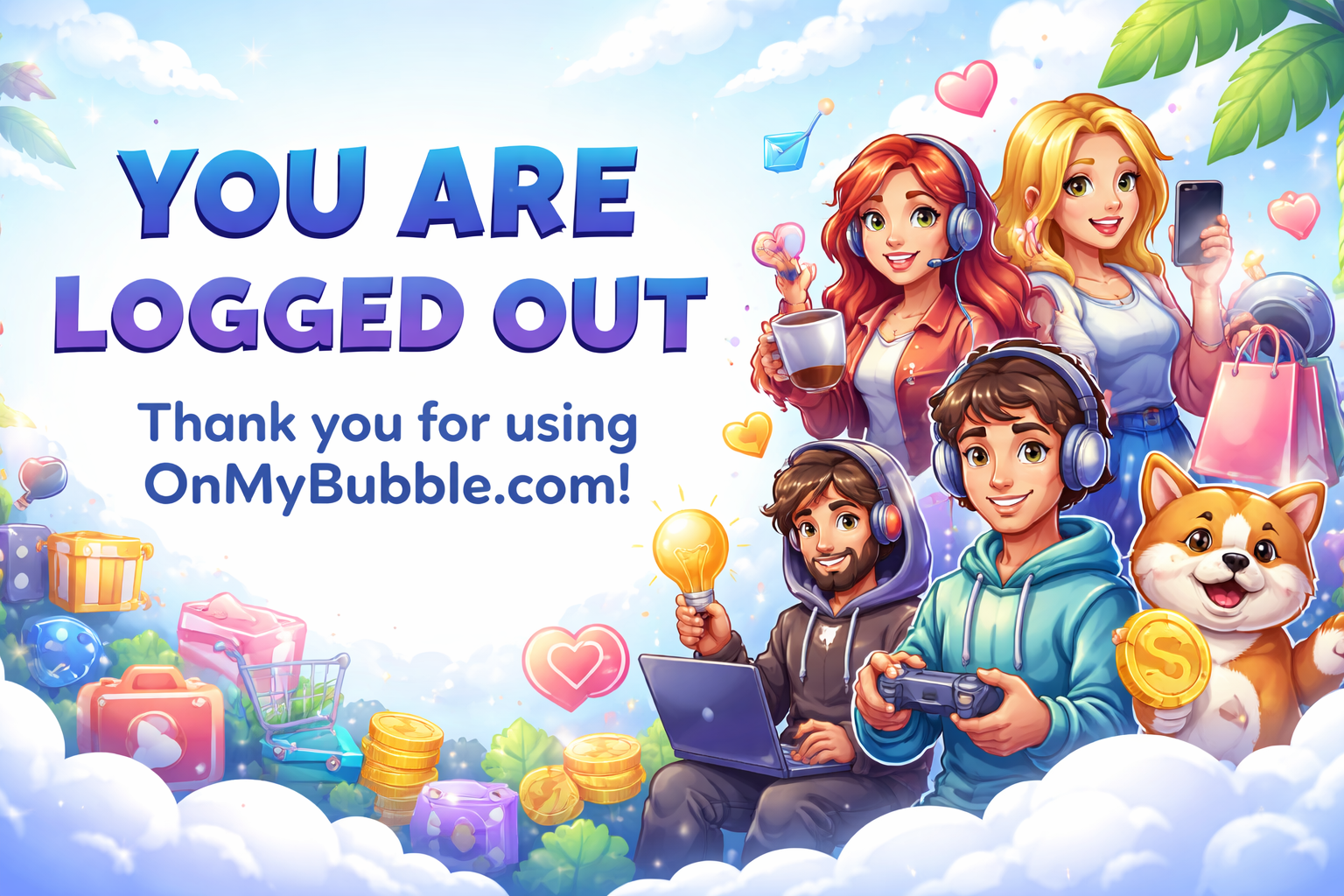 You Are Logged Out Thank You For Using OnMyBubble