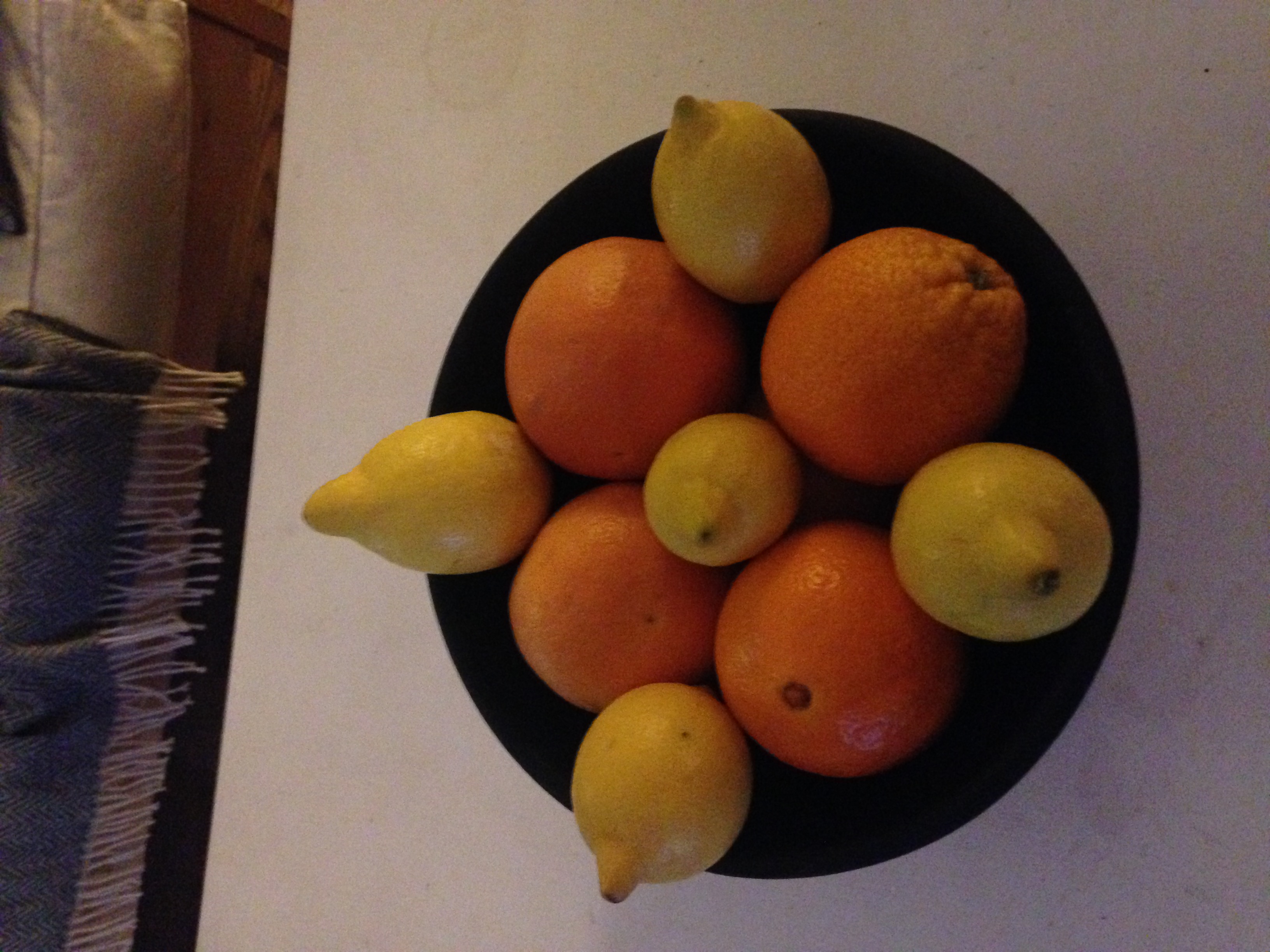  Large Hand painted Black Wooden Fruit Bowl 