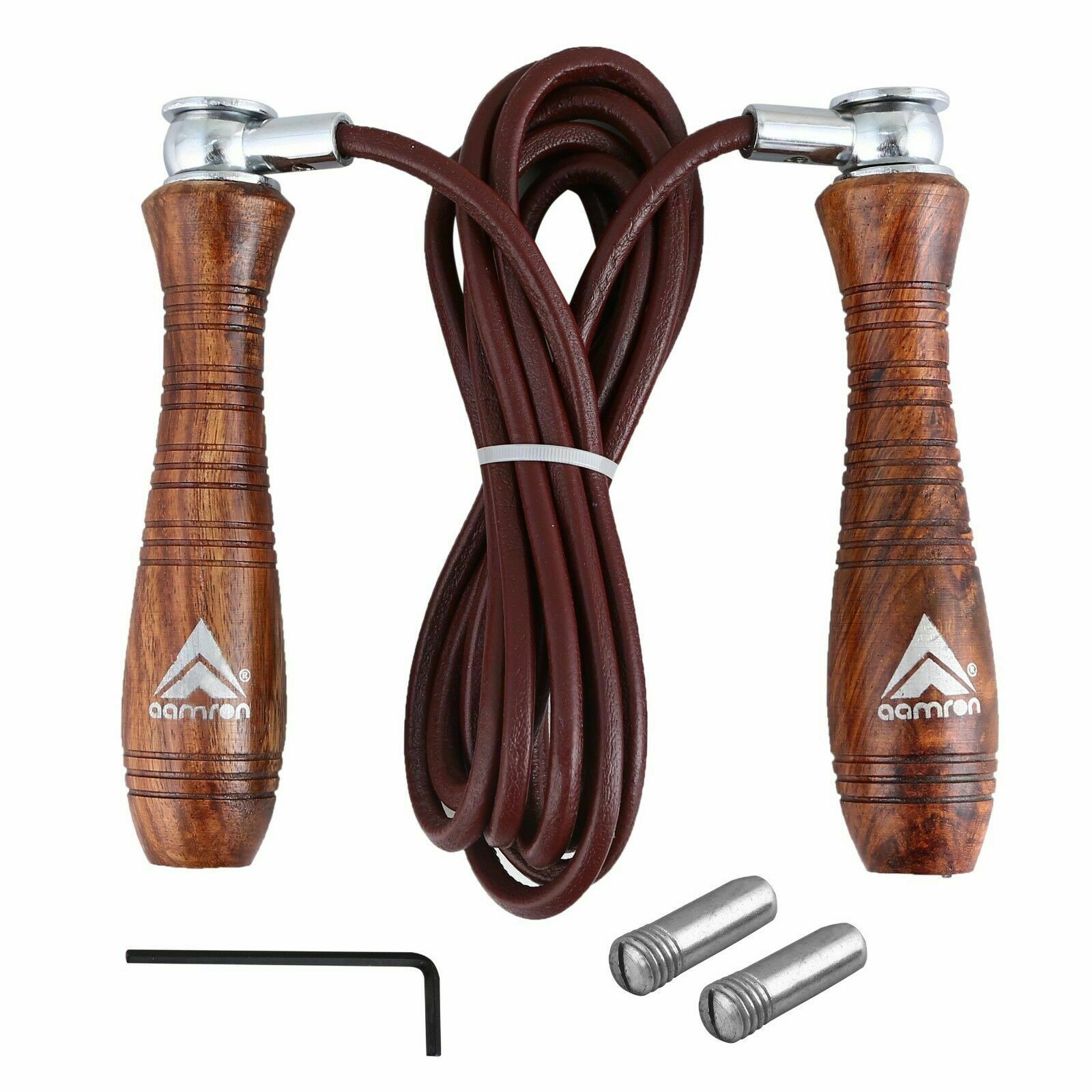 Aamron® Pro Weighted Leather Skipping Speed Rope Fitness Boxing Jumping Gym.
